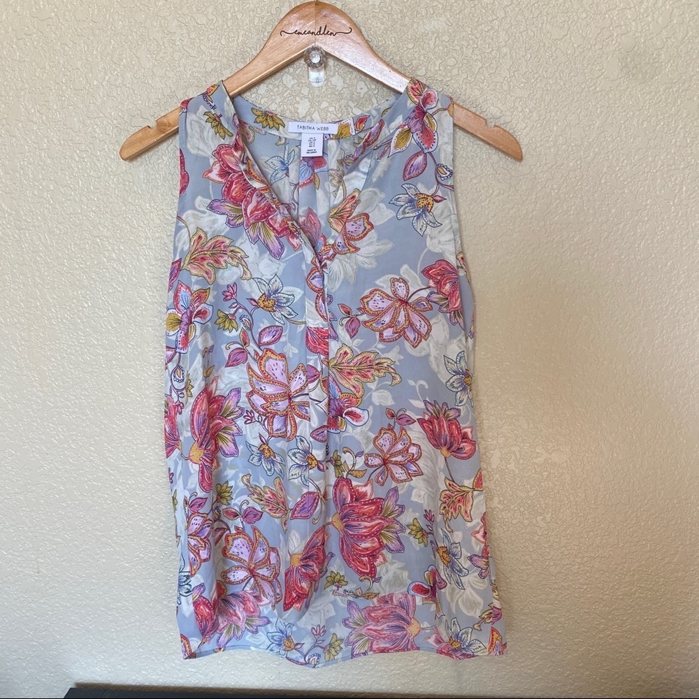 Tabitha Webb floral sleeveless‎ shirt tank top small